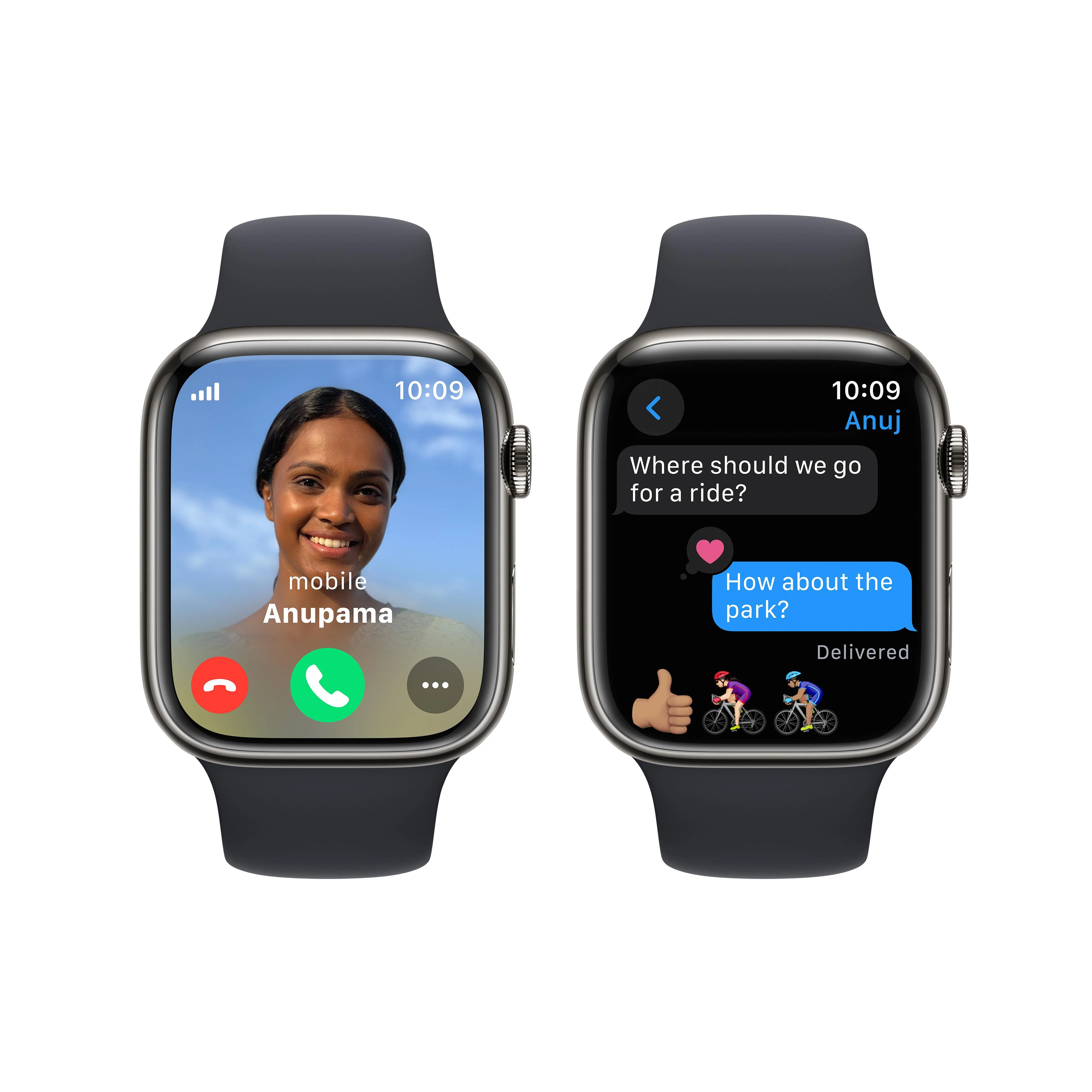 Apple Watch Series 9 GPS + Cellular 45mm Graphite Stainless Steel Case with Midnight Sport Band - M/L - Image 6