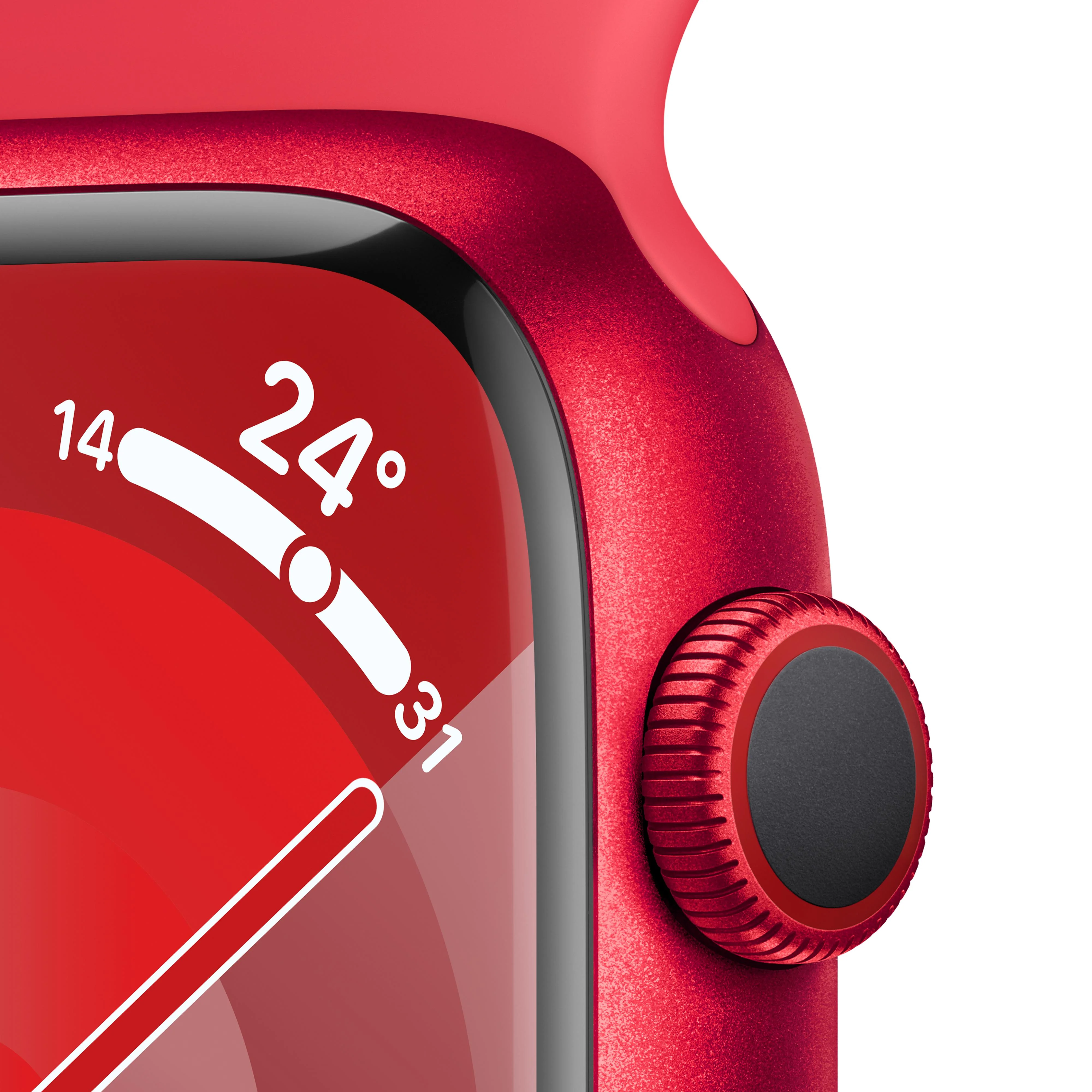 Apple Watch Series 9 GPS + Cellular 45mm (PRODUCT)RED Aluminium Case with (PRODUCT)RED Sport Band - S/M - Image 3
