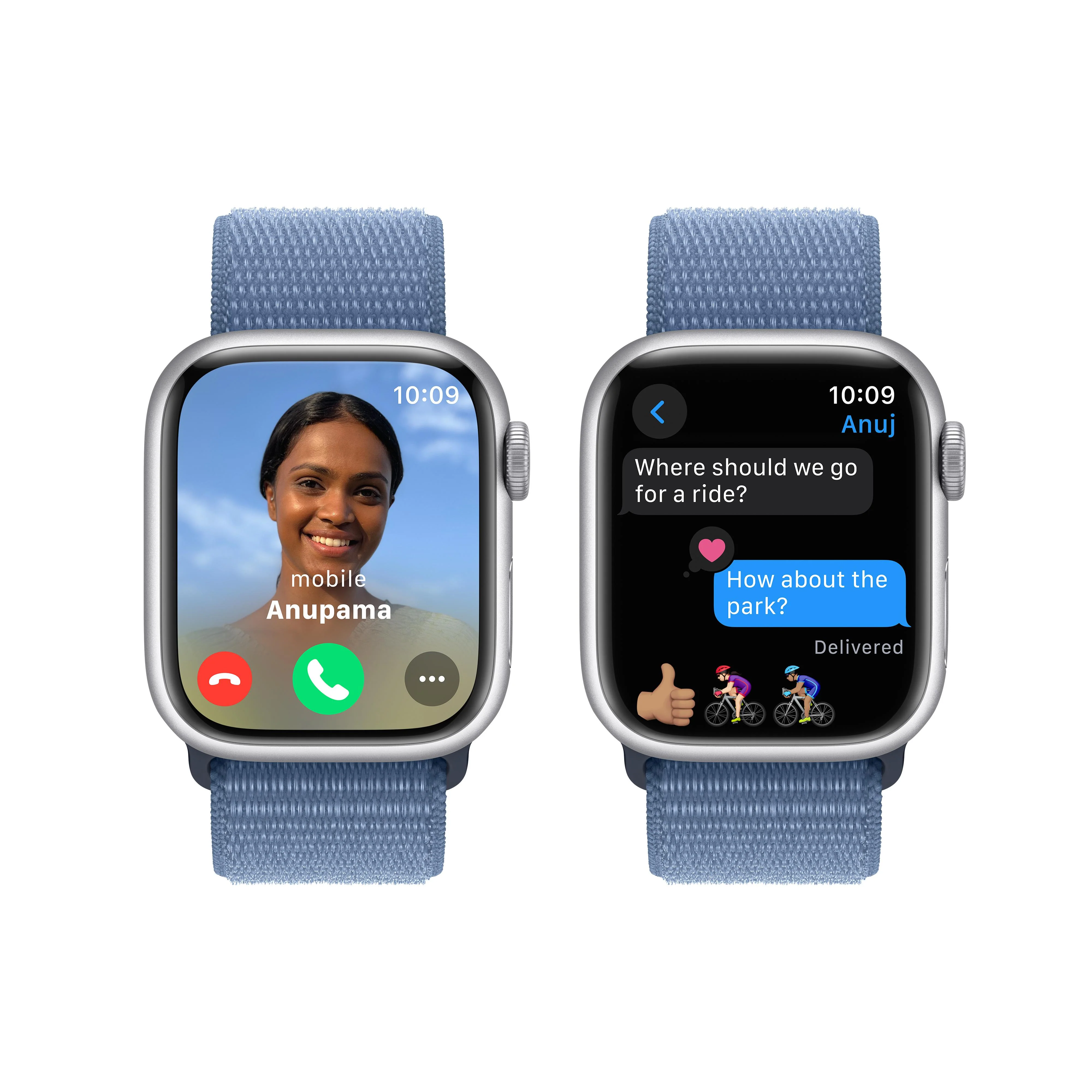 Apple Watch Series 9 GPS 41mm Silver Aluminium Case with Winter Blue Sport Loop - Image 6