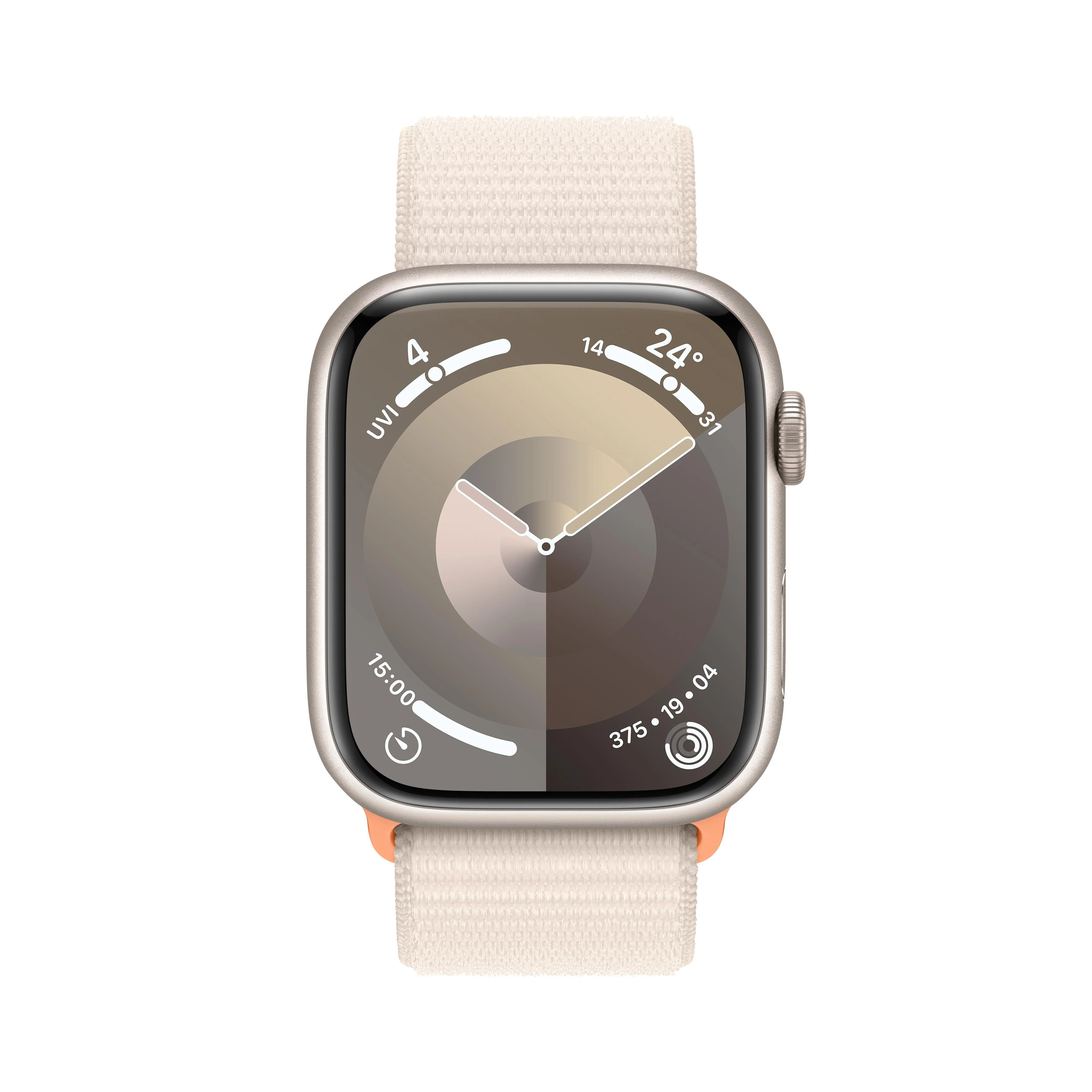 Apple Watch Series 9 GPS 45mm Starlight Aluminium Case with Starlight Sport Loop - Image 2