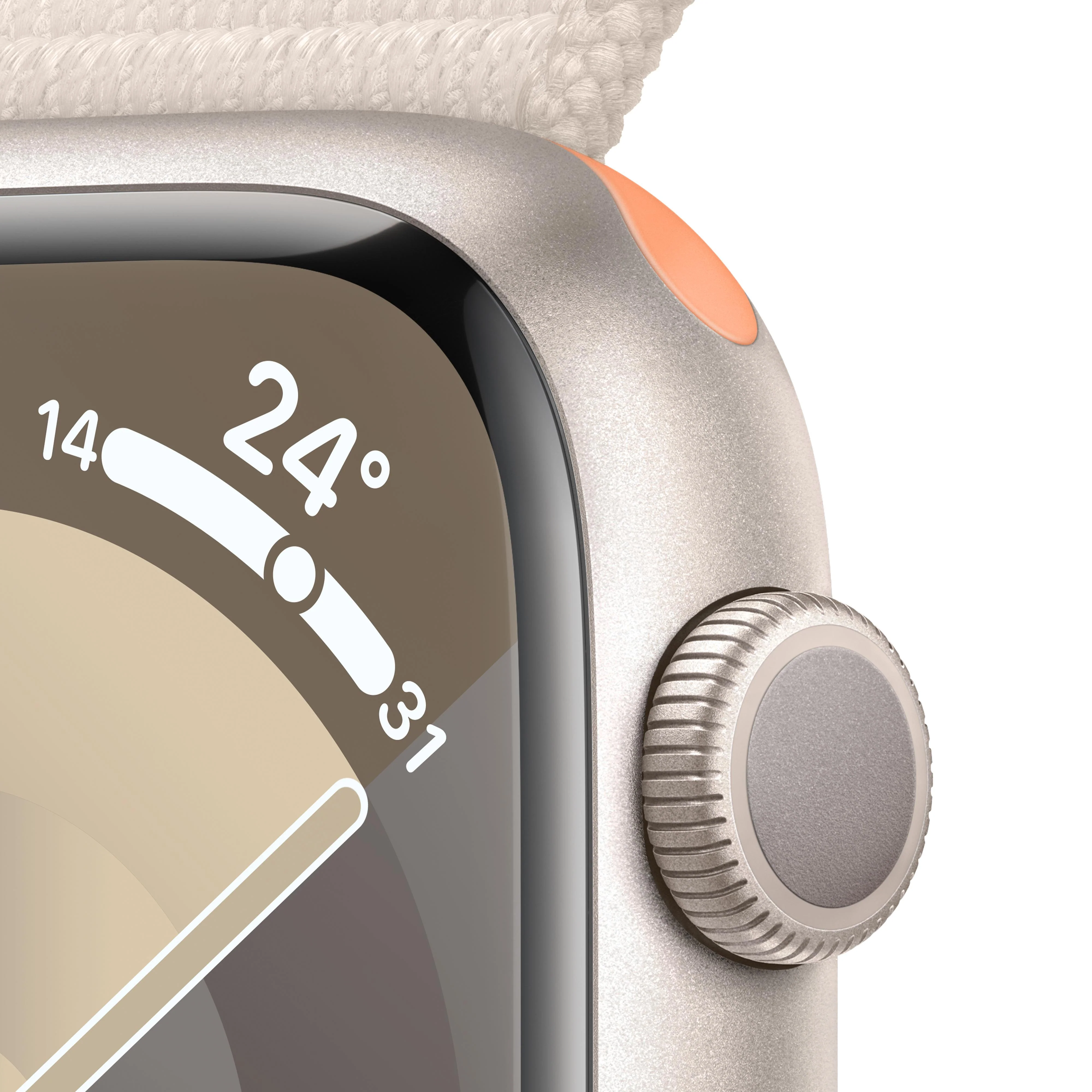 Apple Watch Series 9 GPS 45mm Starlight Aluminium Case with Starlight Sport Loop - Image 3