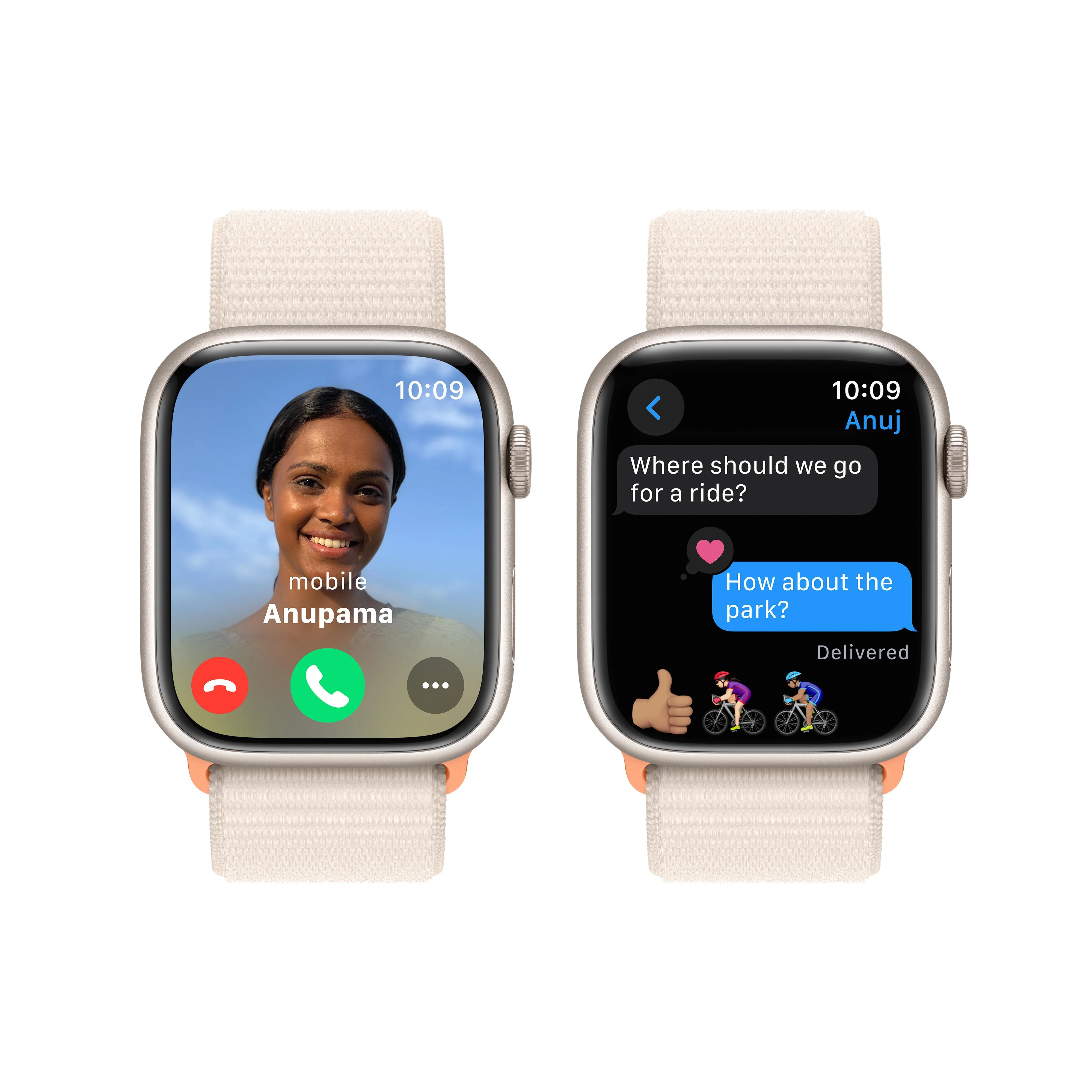 Apple Watch Series 9 GPS 45mm Starlight Aluminium Case with Starlight Sport Loop - Image 6