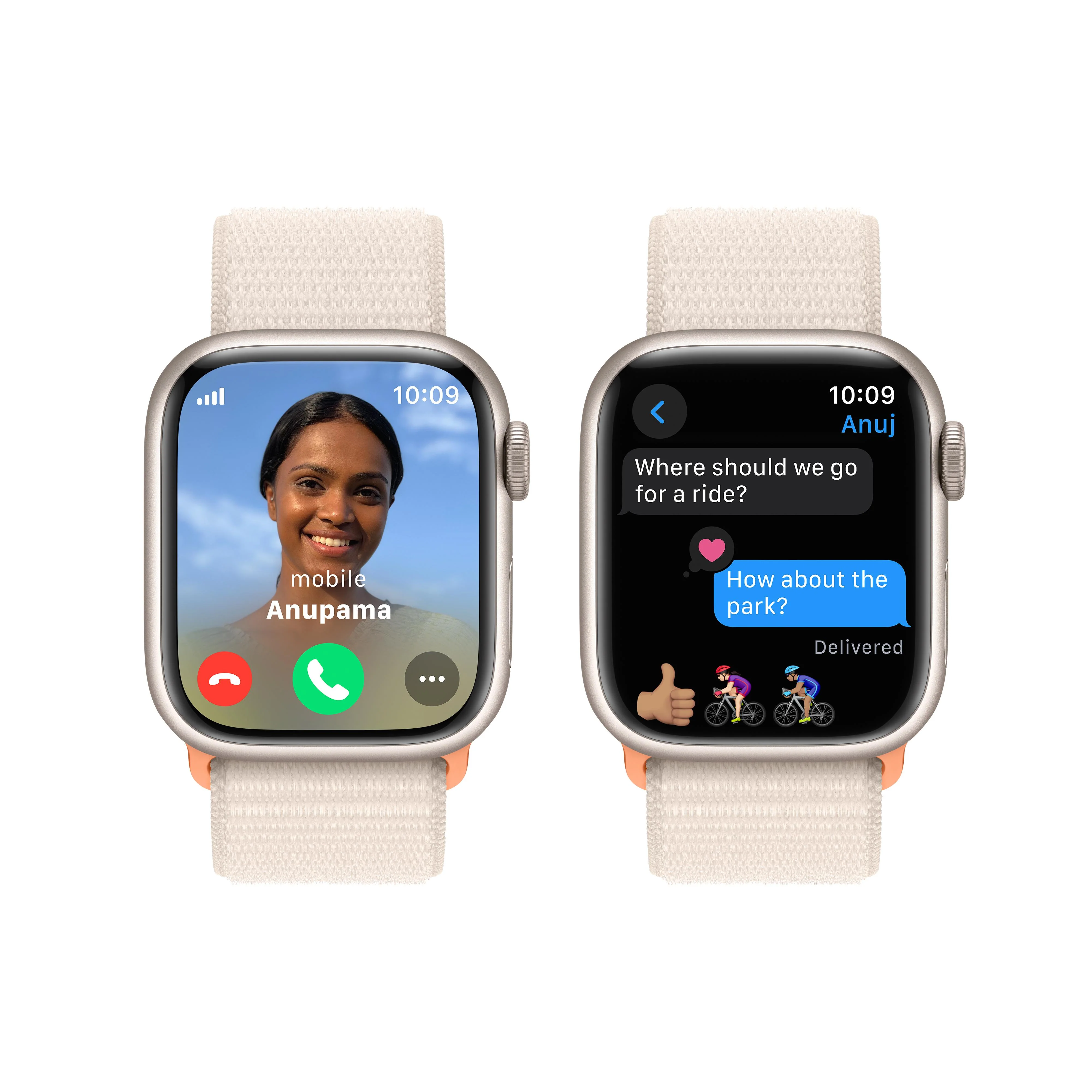 Apple Watch Series 9 GPS + Cellular 41mm Starlight Aluminium Case with Starlight Sport Loop - Image 6