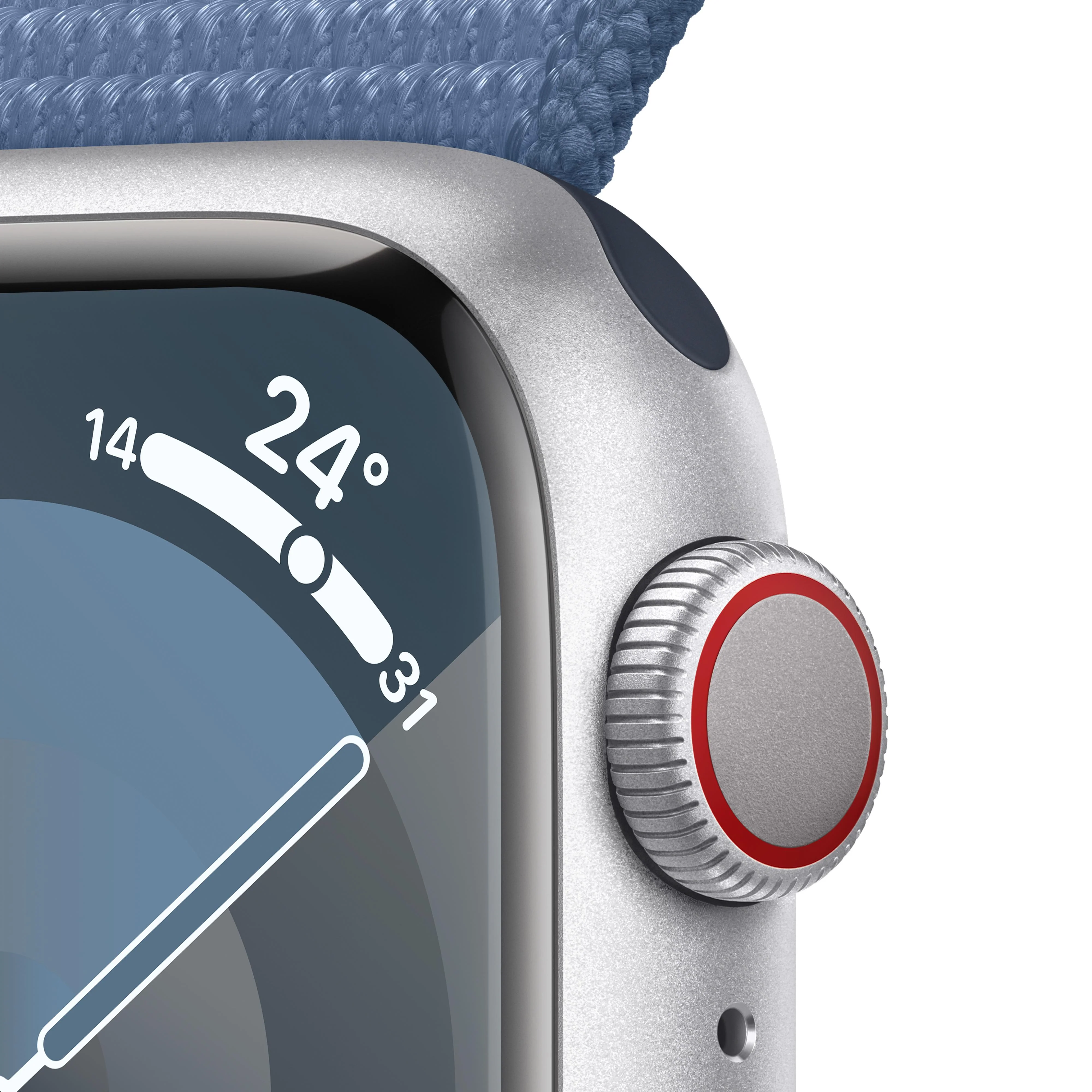 Apple Watch Series 9 GPS + Cellular 41mm Silver Aluminium Case with Winter Blue Sport Loop - Image 3