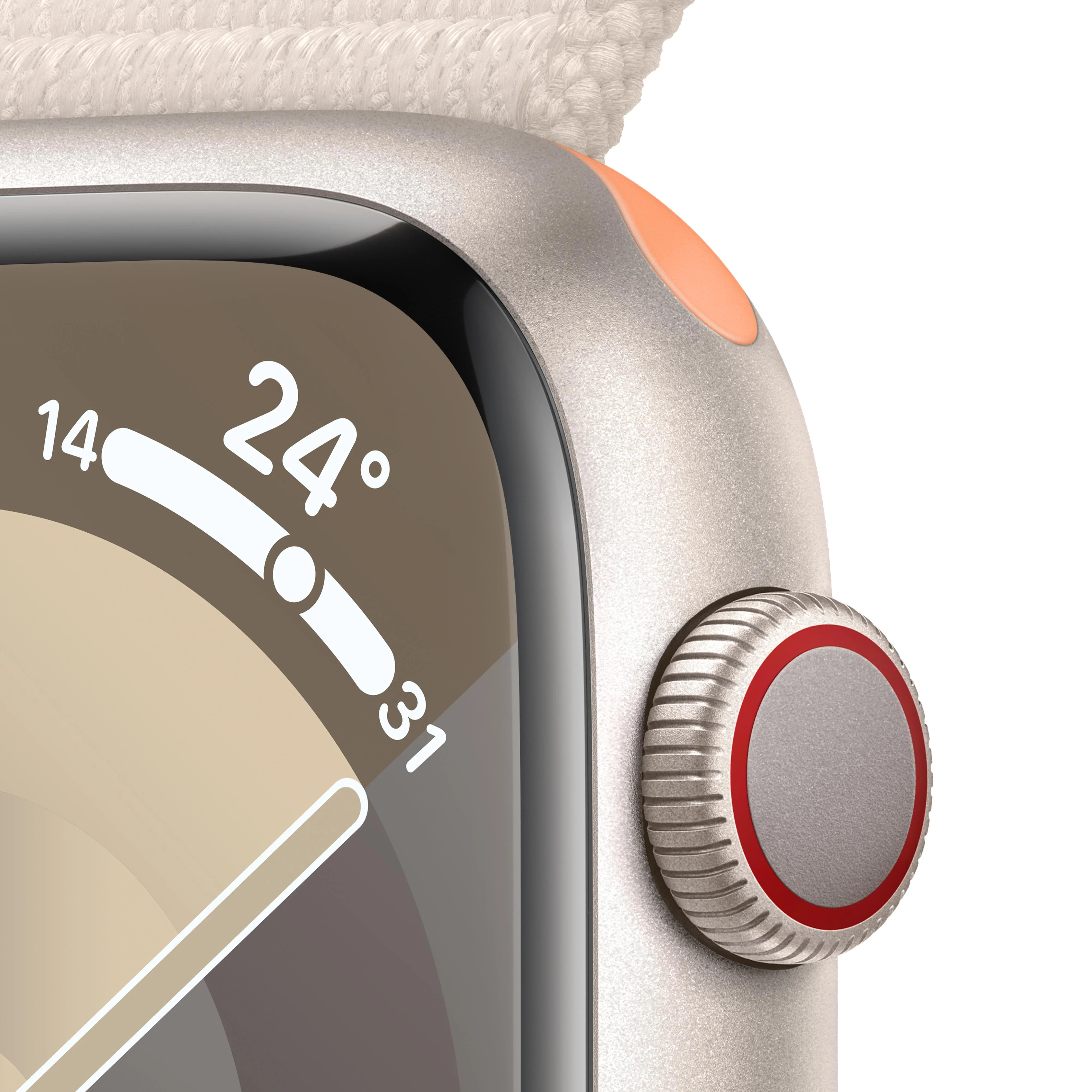 Apple Watch Series 9 GPS + Cellular 45mm Starlight Aluminium Case with Starlight Sport Loop - Image 3