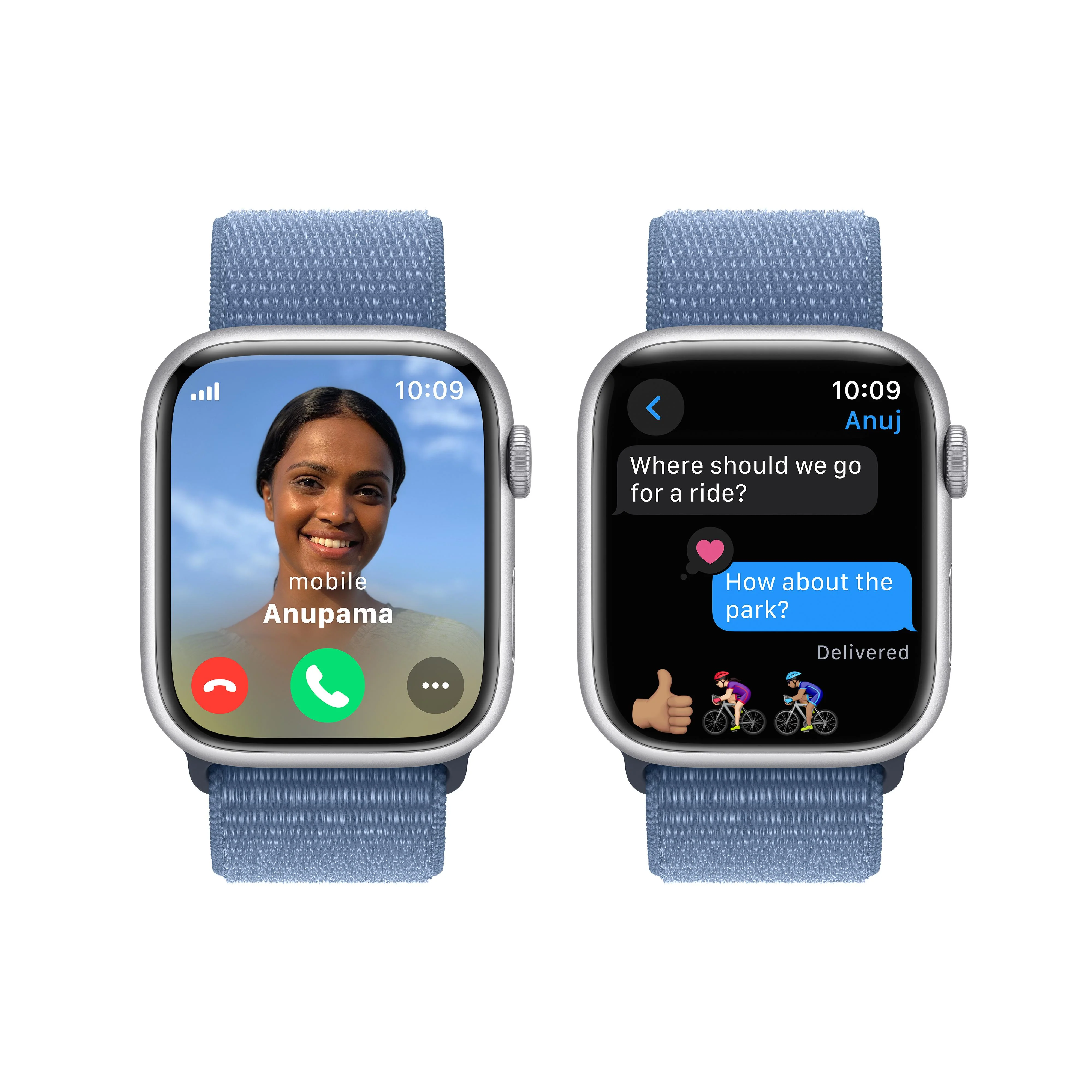 Apple Watch Series 9 GPS + Cellular 45mm Silver Aluminium Case with Winter Blue Sport Loop - Image 6