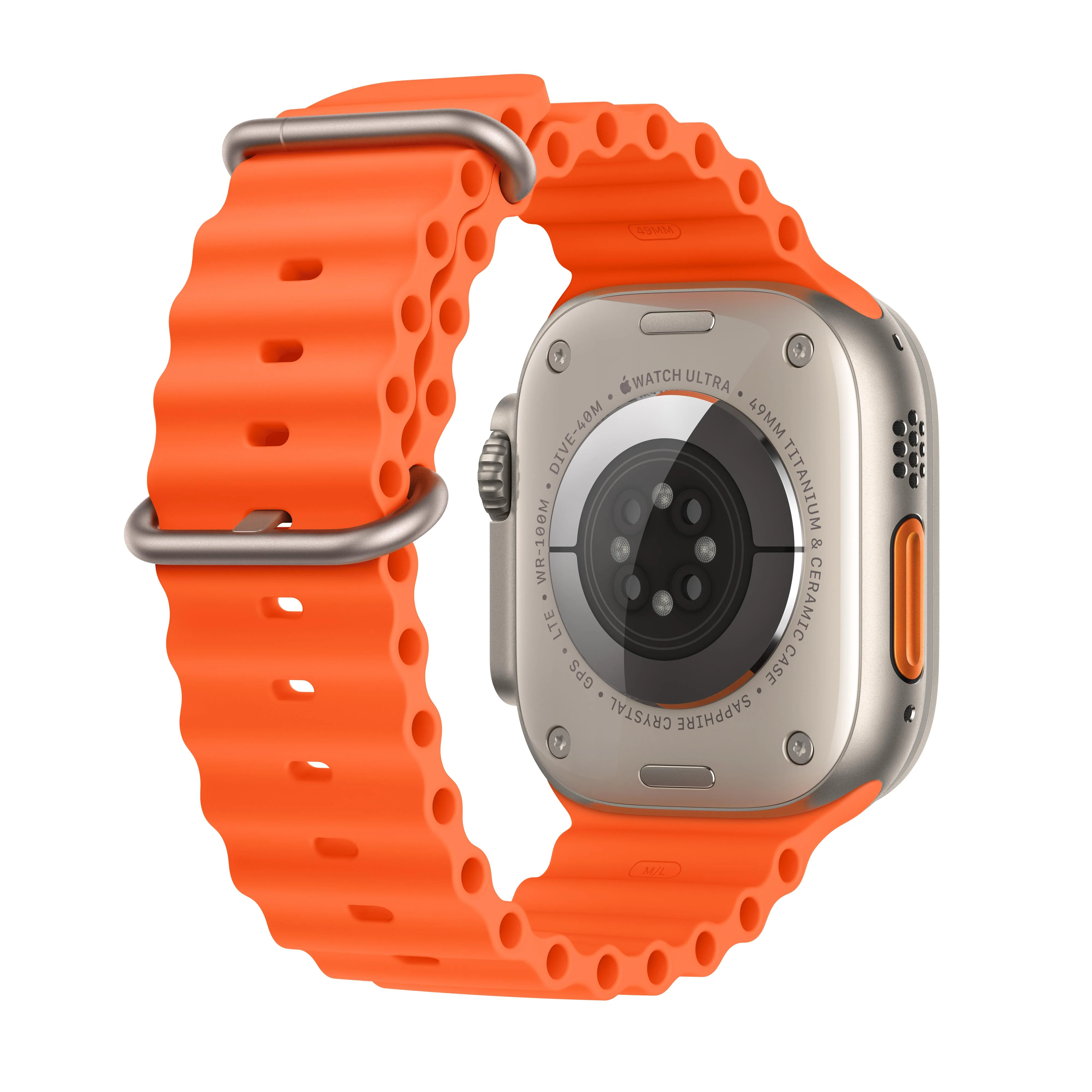Apple Watch Ultra 2 GPS + Cellular 49mm Titanium Case with Orange Ocean Band - Image 3