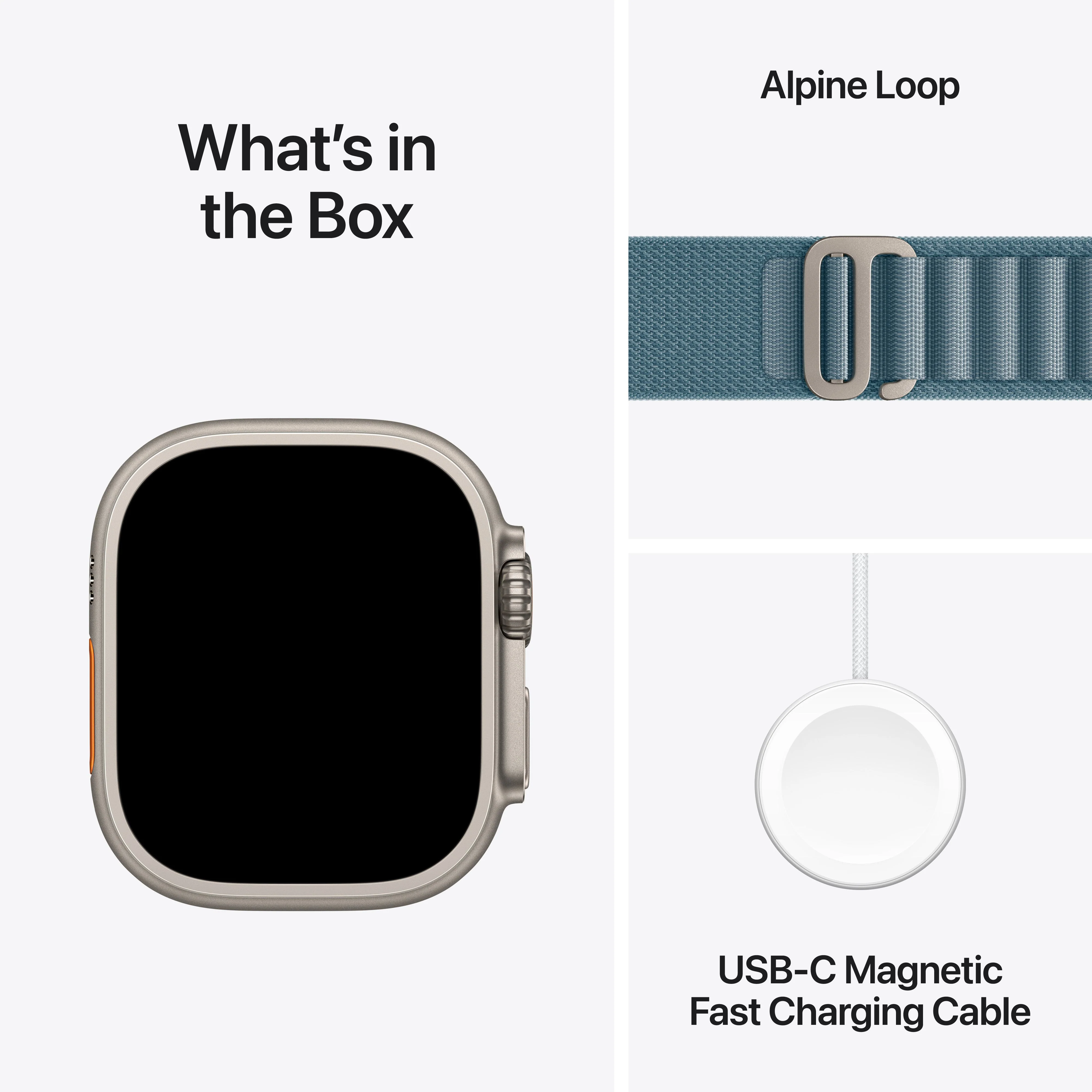Apple Watch Ultra 3 GPS + Cellular 49mm Natural Titanium Case with Light Blue Alpine Loop - Large - Image 9
