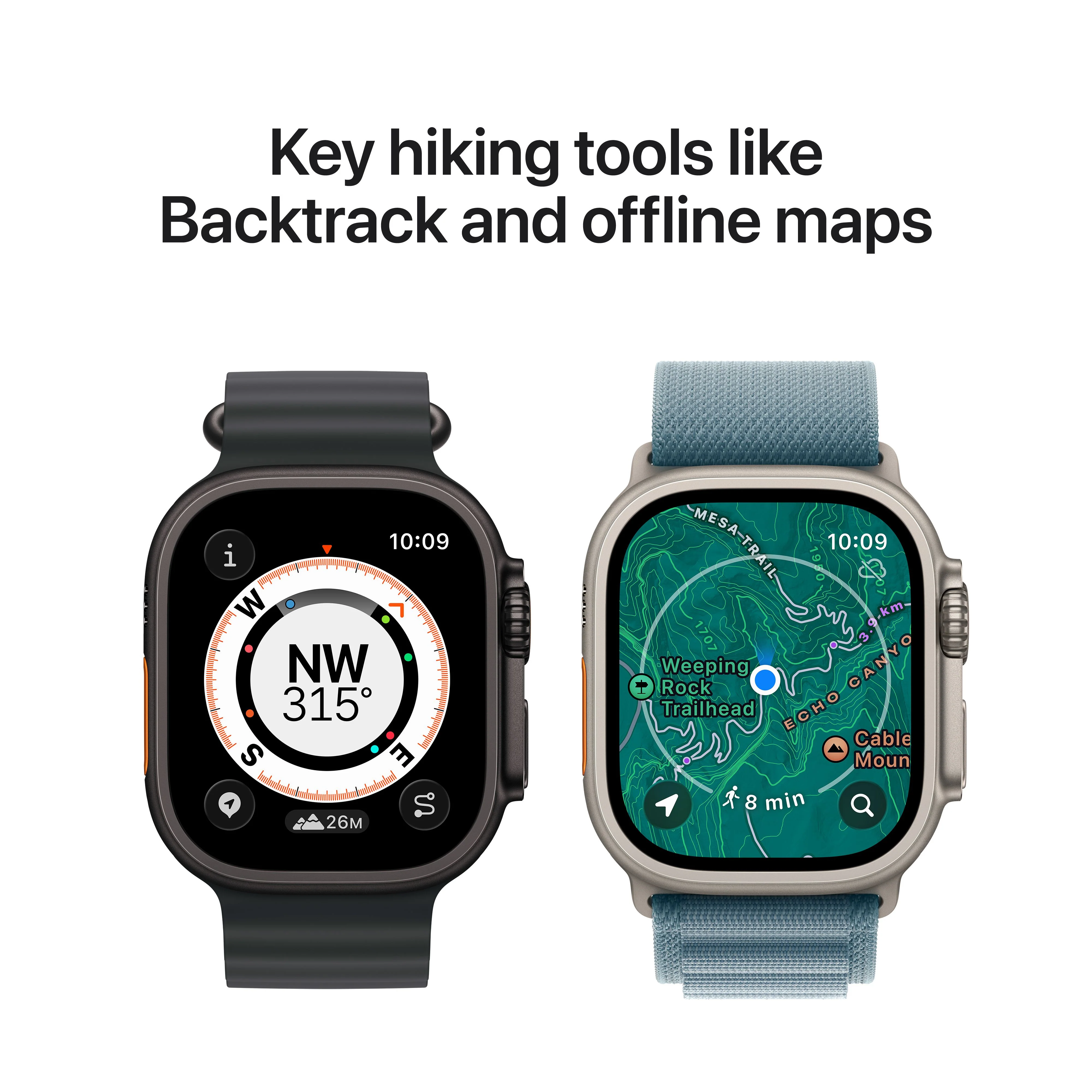 Apple Watch Ultra 3 GPS + Cellular 49mm Black Titanium Case with Black/Charcoal Trail Loop - M/L - Image 5