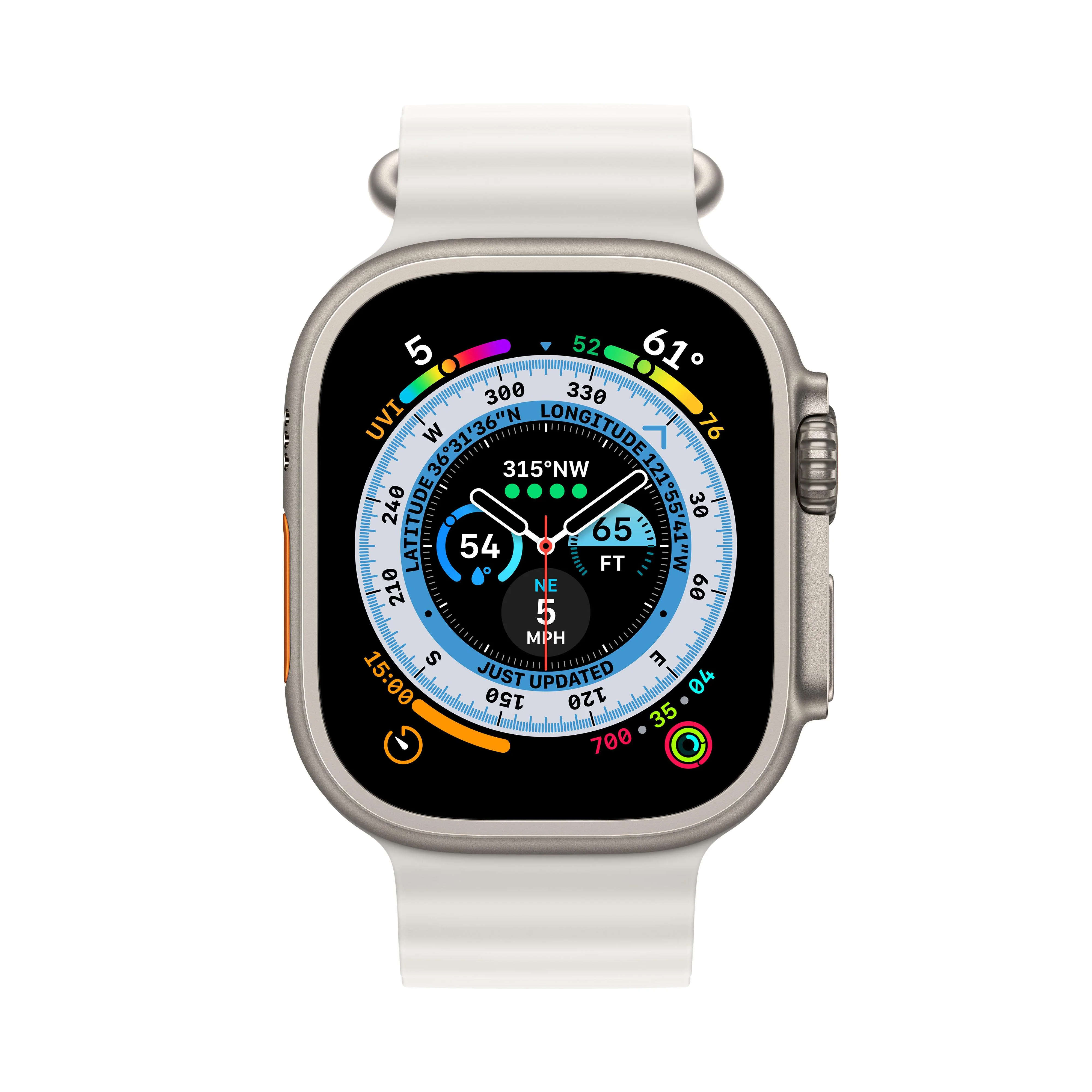 Apple Watch Ultra GPS + Cellular, 49mm Titanium Case with White Ocean Band - Image 2