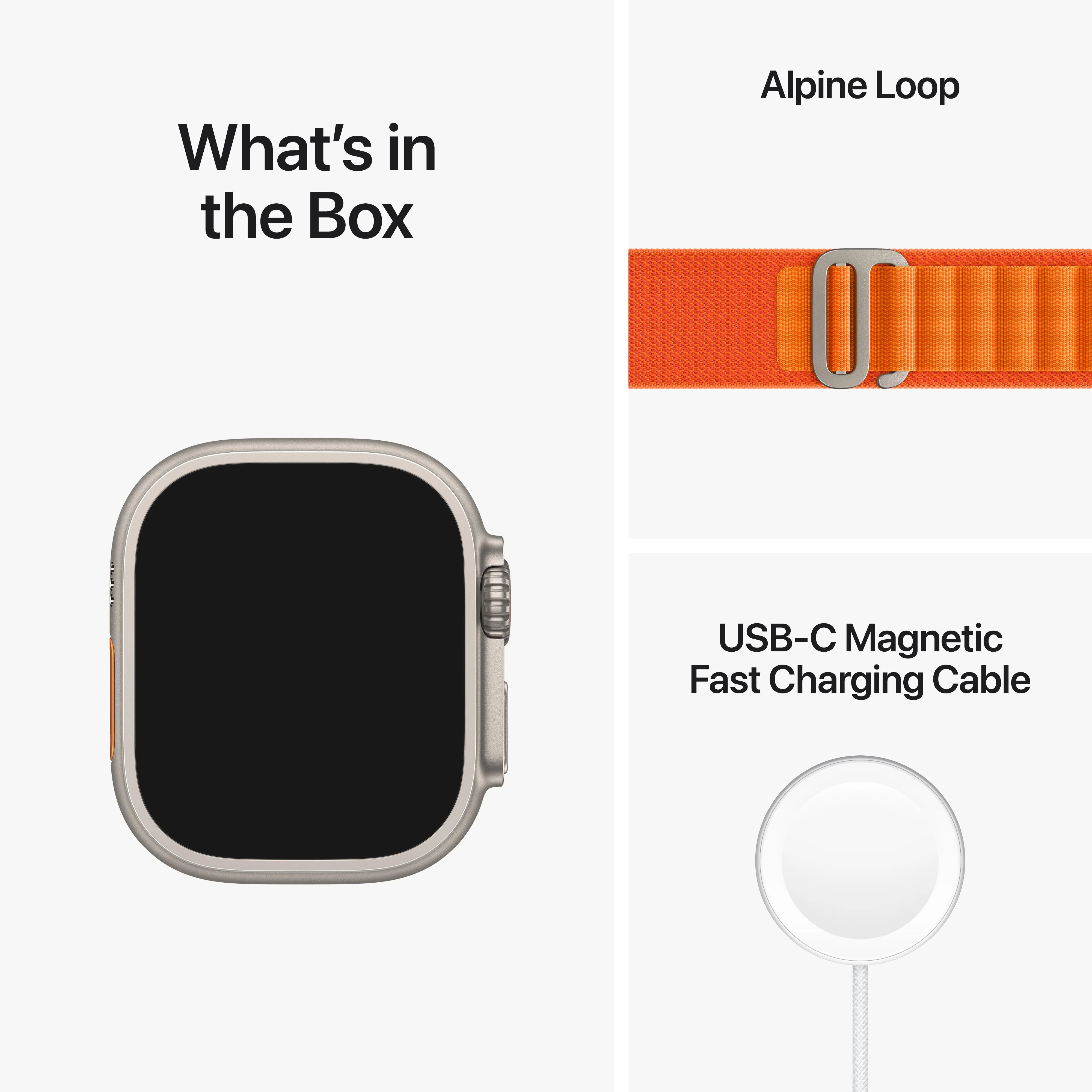 Apple Watch Ultra GPS + Cellular, 49mm Titanium Case with Orange Alpine Loop - Medium - Image 9