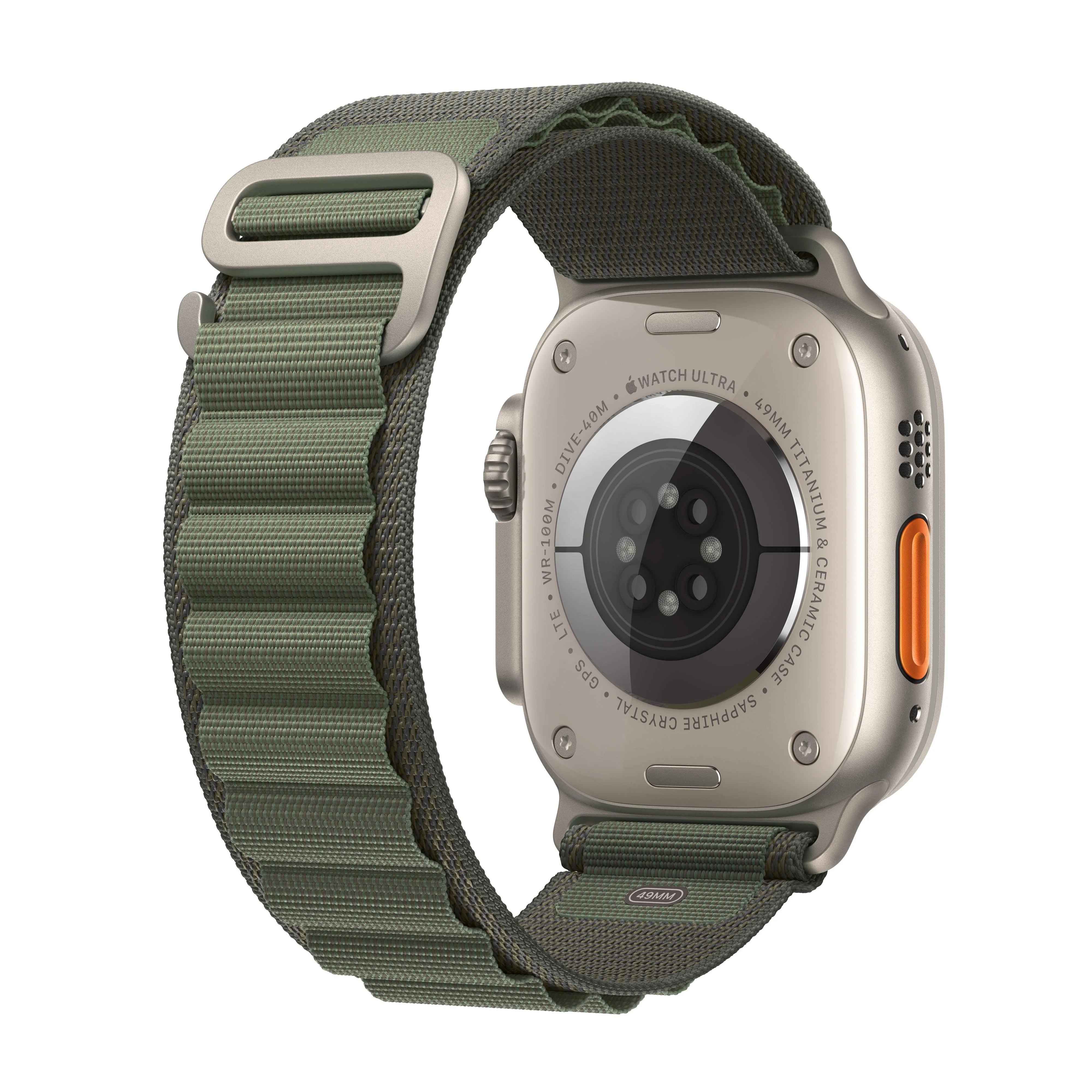 Apple Watch Ultra GPS + Cellular, 49mm Titanium Case with Green Alpine Loop - Large - Image 3