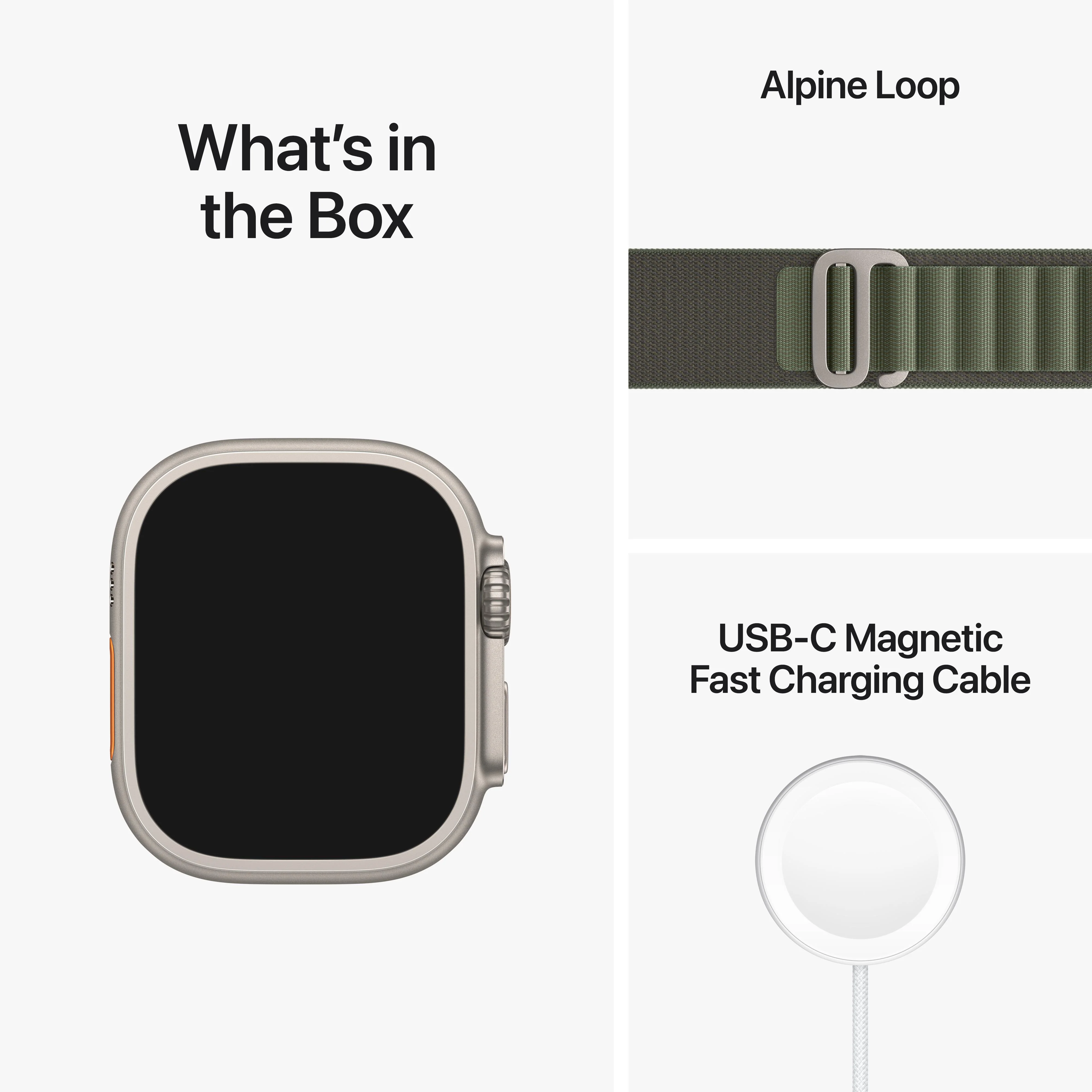 Apple Watch Ultra GPS + Cellular, 49mm Titanium Case with Green Alpine Loop - Large - Image 9