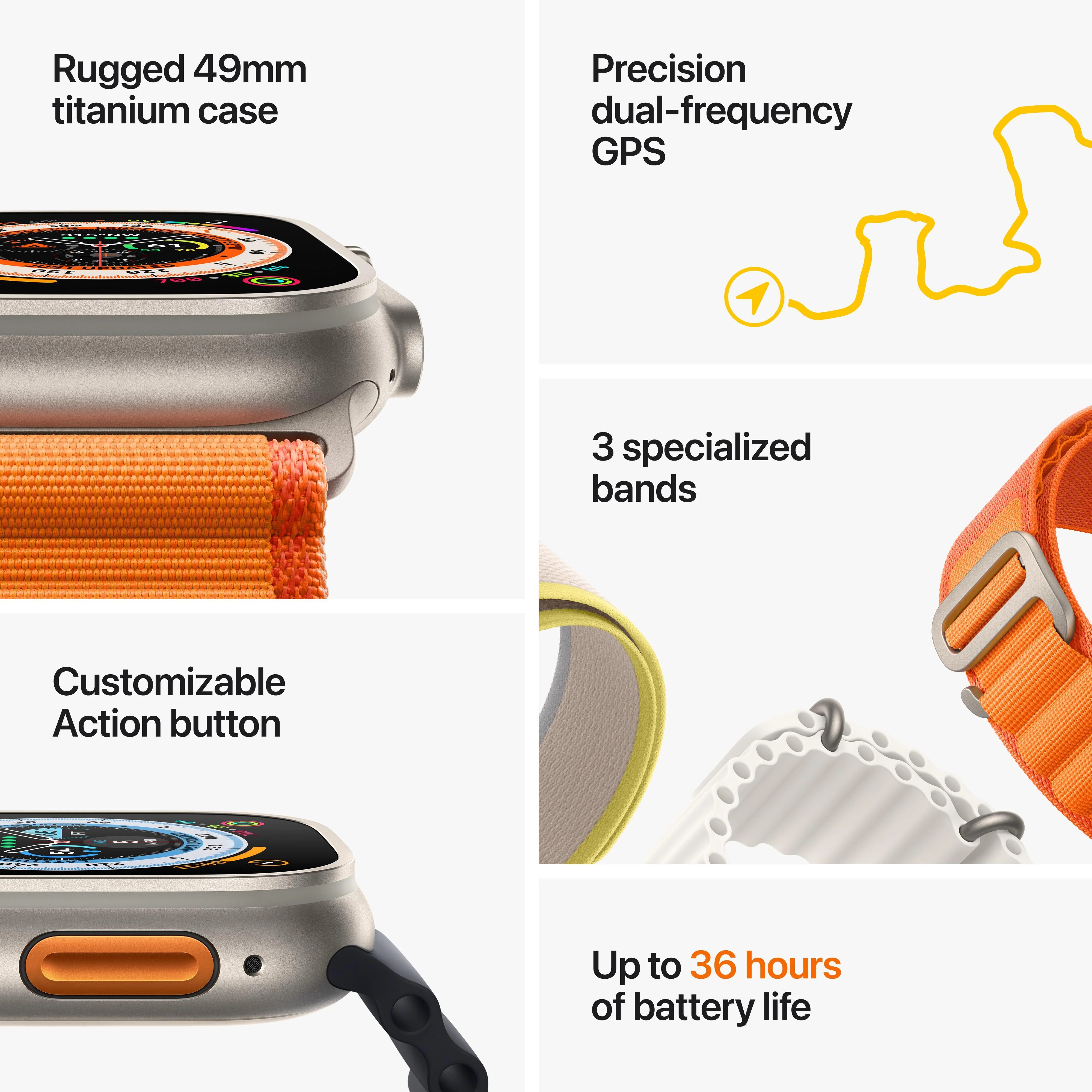 Apple Watch Ultra GPS + Cellular, 49mm Titanium Case with Starlight Alpine Loop - Large - Image 8