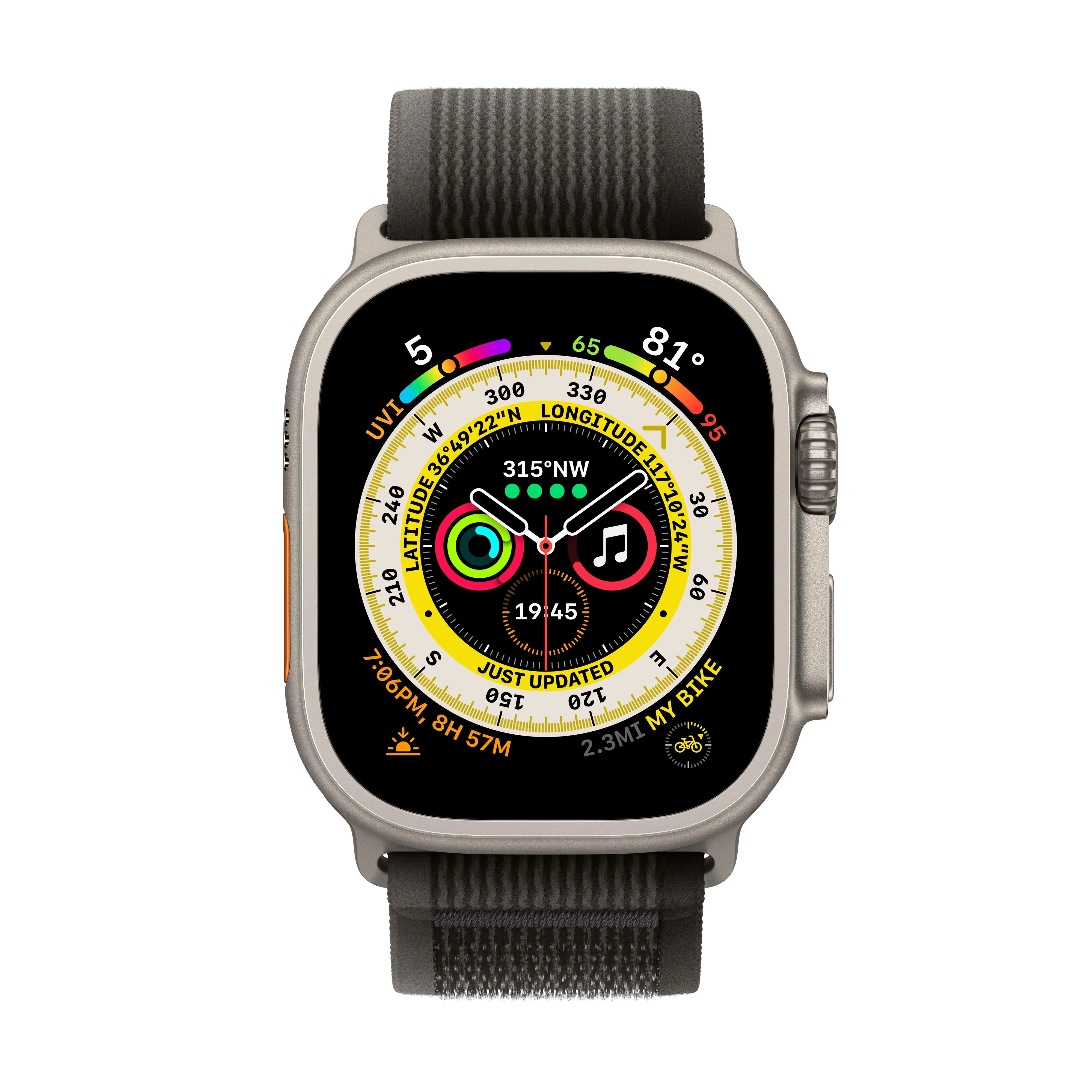 Apple Watch Ultra GPS + Cellular, 49mm Titanium Case with Black/Grey Trail Loop - S/M - Image 2